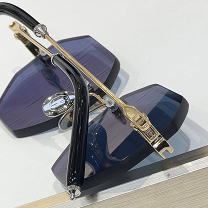 Cross-border European and American New Frameless Sunglasses Men's High-end Metal Wind Glasses Big-name Sunglasses Women's UV Protection