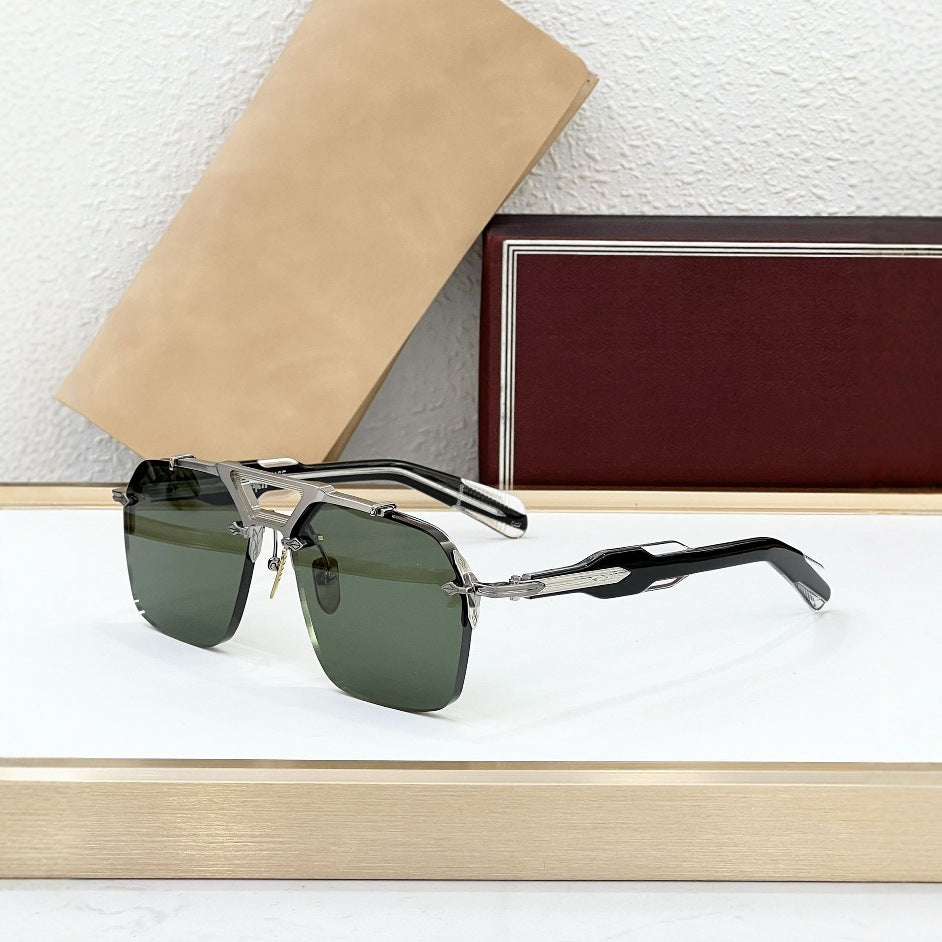 JACQ Cross-border Special for Fashionable Frameless Sunglasses, High-end Light Luxury Handmade Square Sunglasses, Women's UV Protection