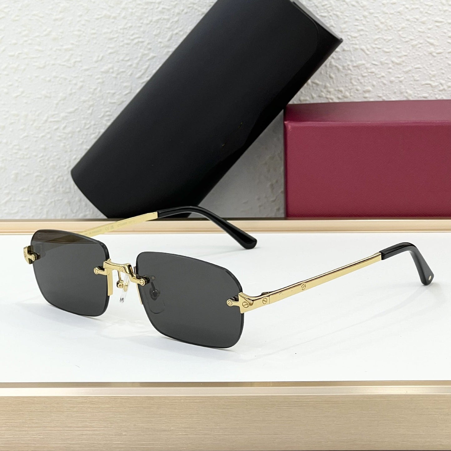 Cross-border CART New Frameless Sunglasses Men's High-end Square Glasses Fashionable Big-name Sunglasses Women's UV Protection