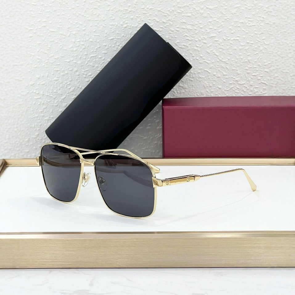 Cross-border CAR Fashion Light Luxury Metal Style Sunglasses Ins Vacation Square Tide Version Men's and Women's Outdoor Sunglasses UV-proof