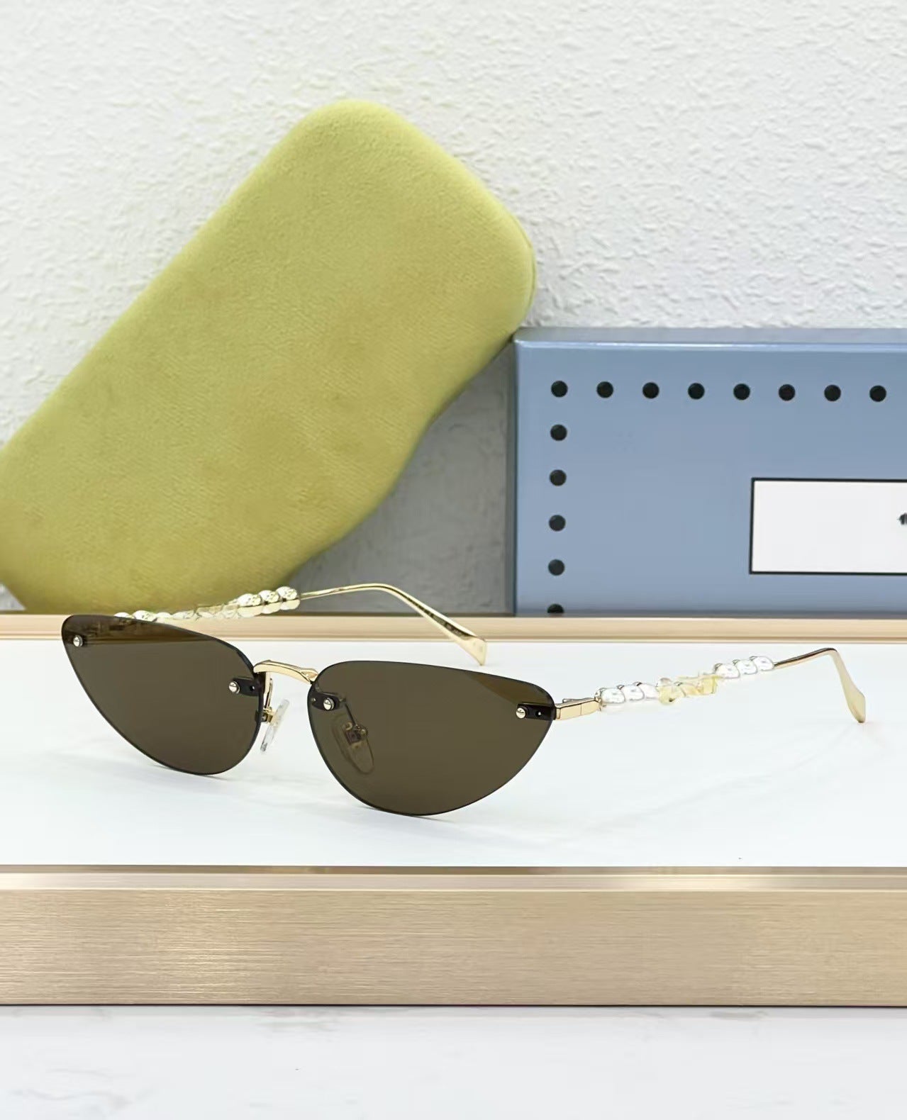 Cross-border European and American Style GU Fashion Frameless Cat Eye Sunglasses Women's High-end Sunglasses UV-proof GG1920S