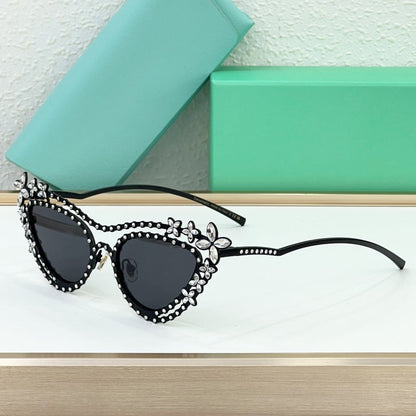 Cross-border European and American Heavy Industry Luxury Diamond-encrusted Sunglasses Women's Glasses Trendy Fashion Personalized Cat Eye Sunglasses UV Protection