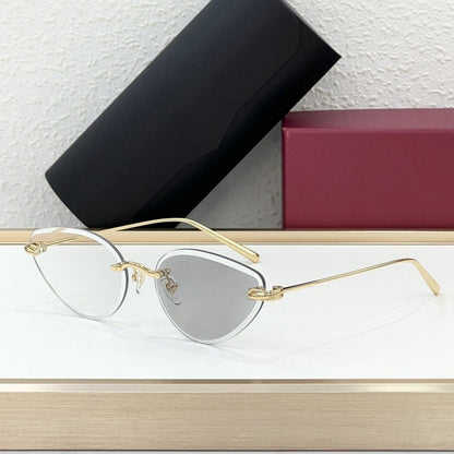 Cross-border European and American CAR Frameless Cat Eye Sunglasses Fashion Color-changing Glasses High Version Big-name Sunglasses Women's UV Protection