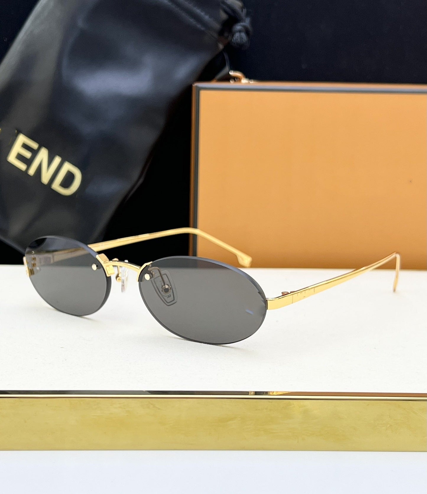 Cross-border FEN Fashion Frameless Sunglasses Women's High-end Ins Wind Big-name Sunglasses Men's High-end Version UV Protection