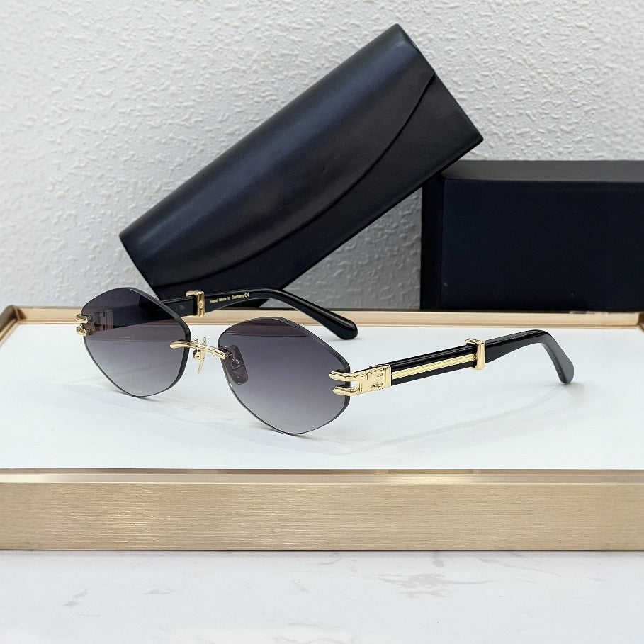 T Home Xiaohongshu Ins The Same Trimmed Sunglasses Women's Personality Metal Polygon Sunglasses Tide THE DUCER I