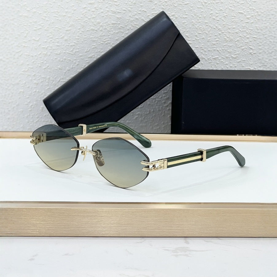 T Home Xiaohongshu Ins The Same Trimmed Sunglasses Women's Personality Metal Polygon Sunglasses Tide THE DUCER I