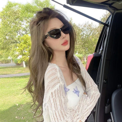 Cross-border 6990 Xiaoxiangfeng Sunglasses Women's High-end Fashion Cat Eye Sunglasses High Version Sunshades UV Protection