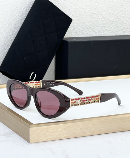 Ch5538 Cross-border Xiaoxiangfeng Sunglasses Women's High Version Fashion Personalized Plate Cat Eye Sunglasses UV Protection