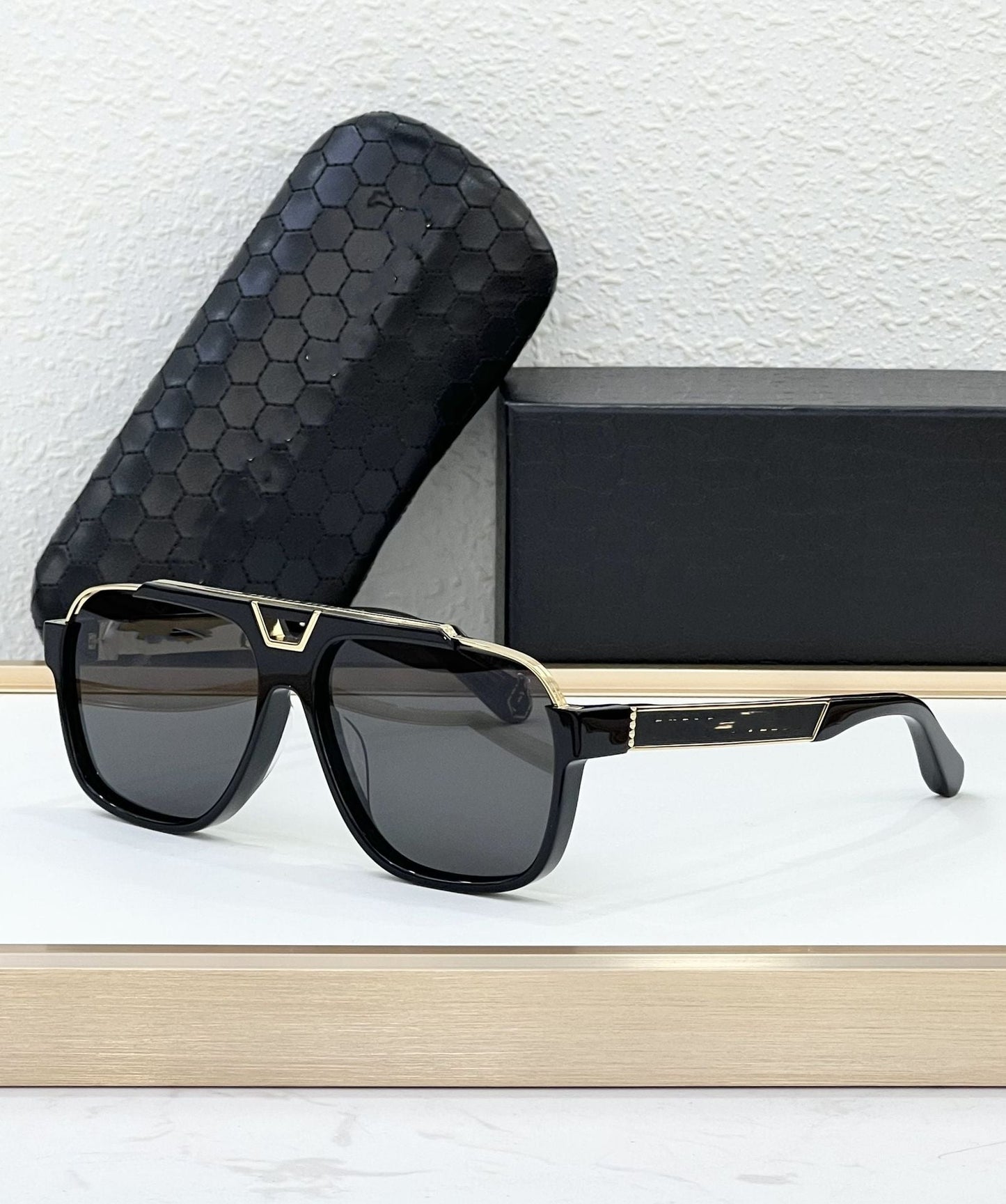 Cross-border European and American PP Fashion Sunglasses Men's Advanced Pilot Sunglasses Large Frame Plate Glasses Women's UV Protection