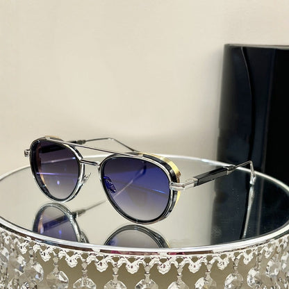 Cross-border MAY Fashion Retro Light Luxury Metal Style Sunglasses Round UV-proof Men's and Women's Sunglasses PADKYLOB