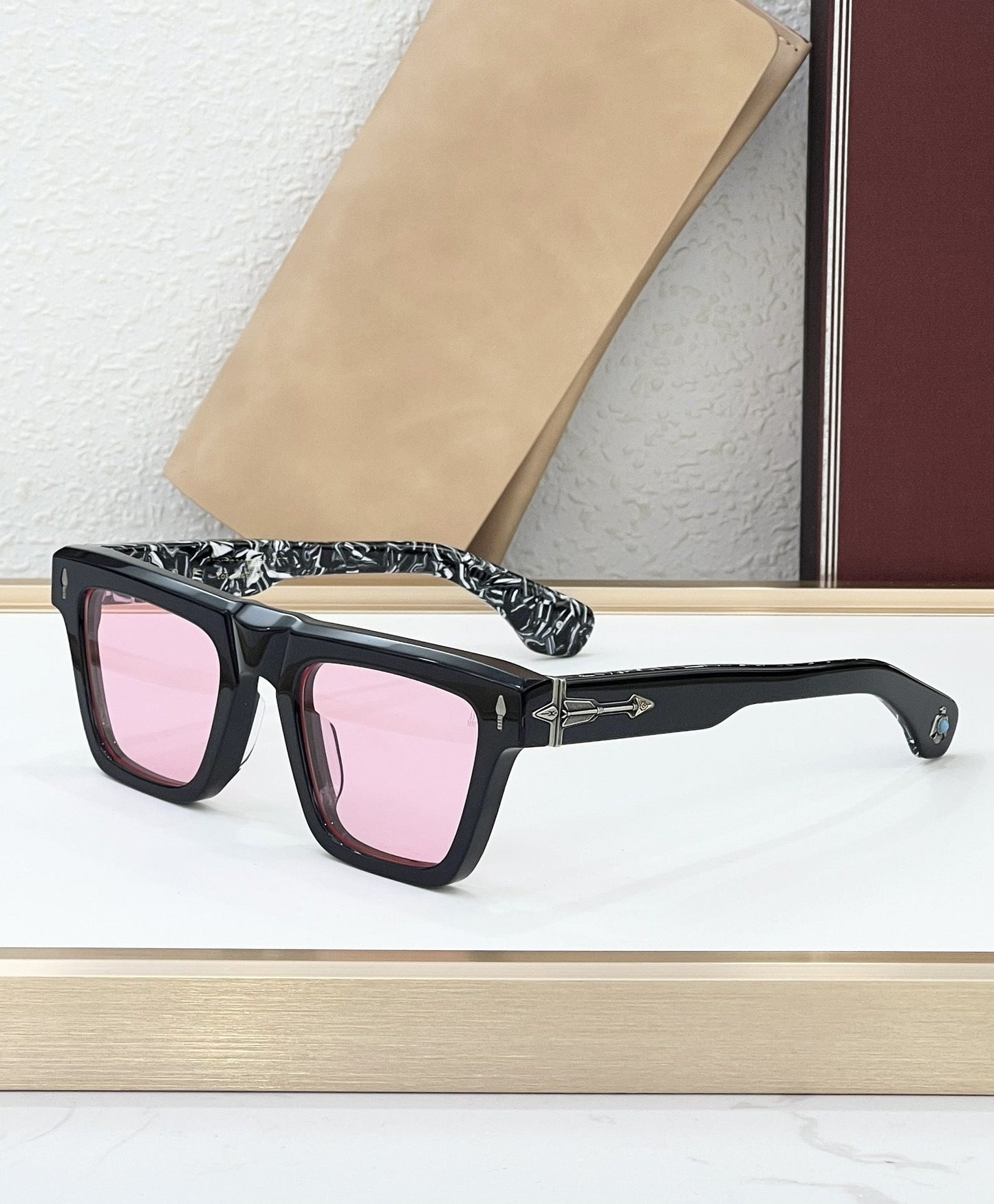 JMM Cross-border Japanese Handmade Metallic Sunglasses Fashion Luxury Gemstone Resort Square Men's and Women's Outdoor Sunglasses