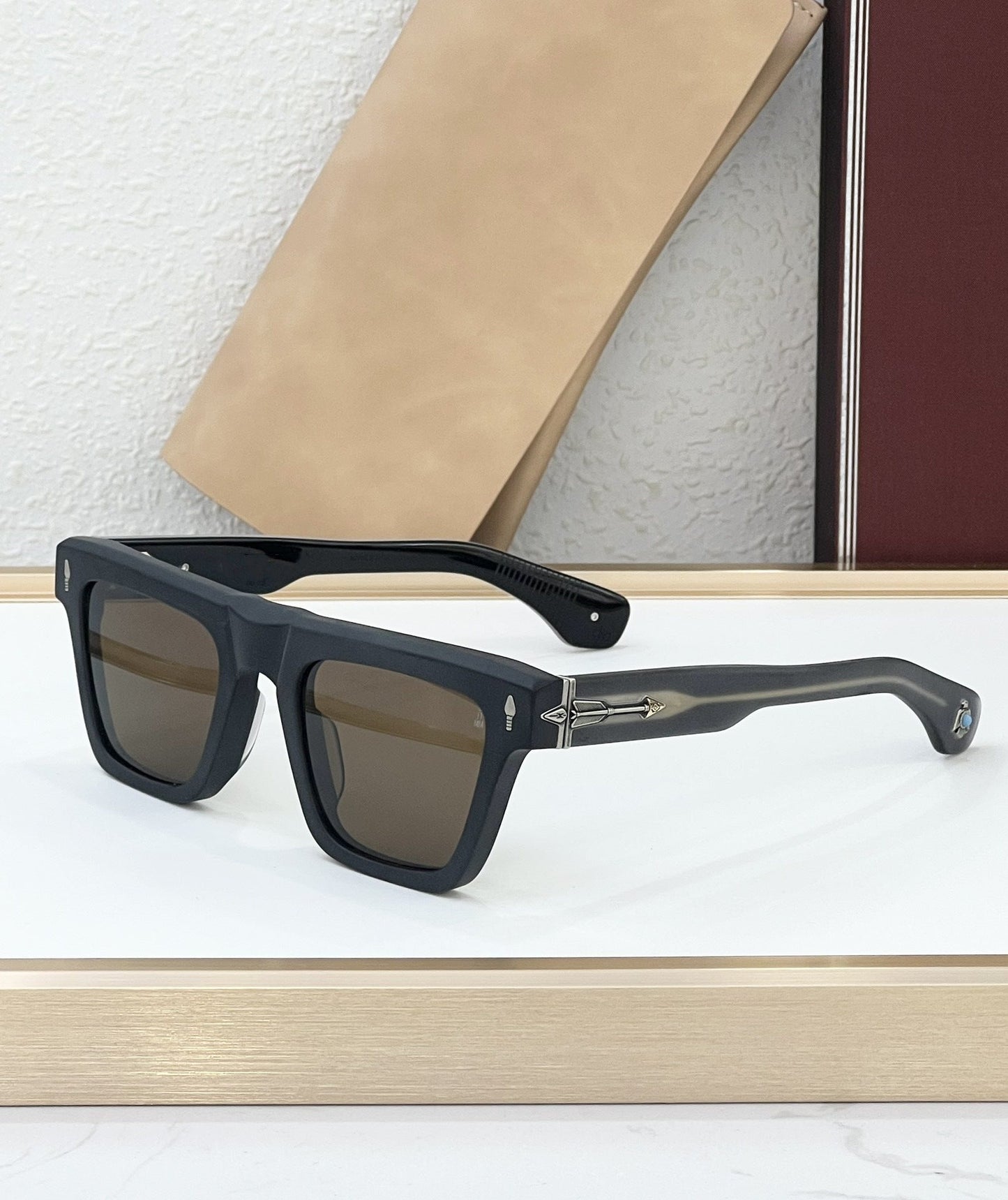 JMM Cross-border Japanese Handmade Metallic Sunglasses Fashion Luxury Gemstone Resort Square Men's and Women's Outdoor Sunglasses