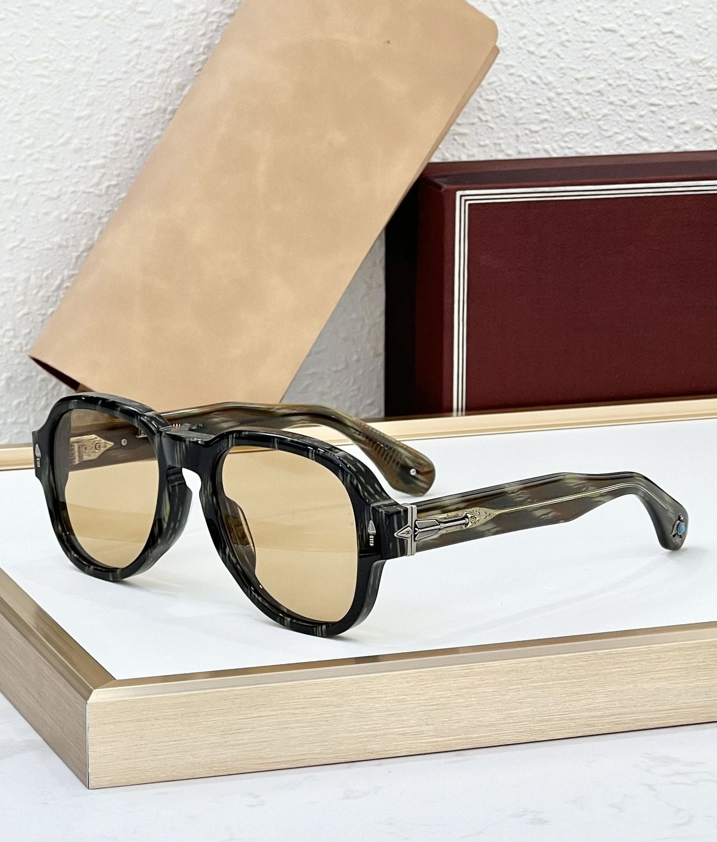 Cross-border JACQ Turquoise Japanese Handmade Glasses Fashion Sunglasses Men's High-end Sunglasses Women's UV Protection