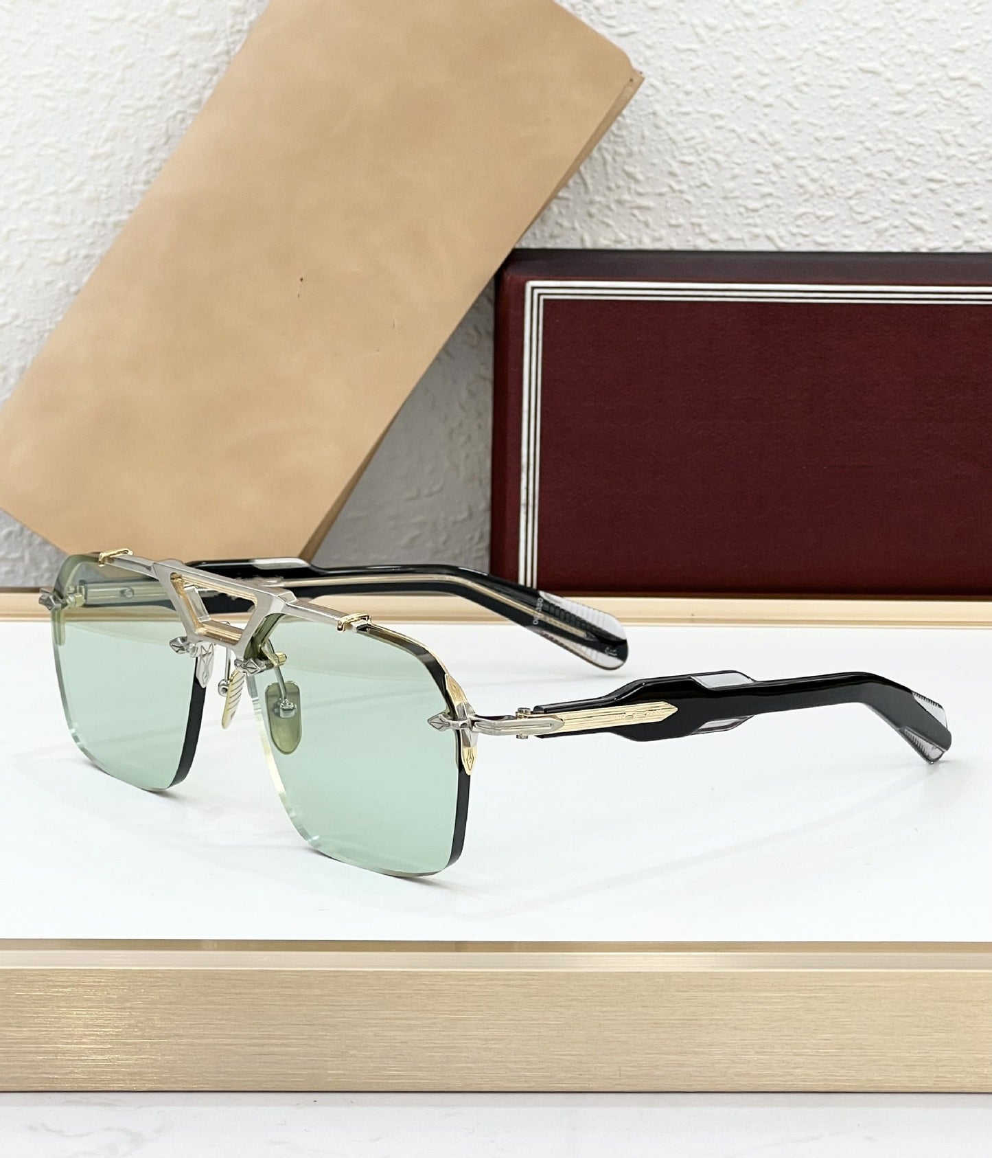 JACQ Cross-border Special for Fashionable Frameless Sunglasses, High-end Light Luxury Handmade Square Sunglasses, Women's UV Protection