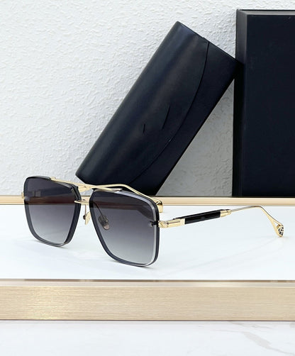 Cross-border New Personalized Metal Sunglasses UV-proof Sunglasses Men's Fashion Advanced Sense of Gradual Change Lenses Trend Women