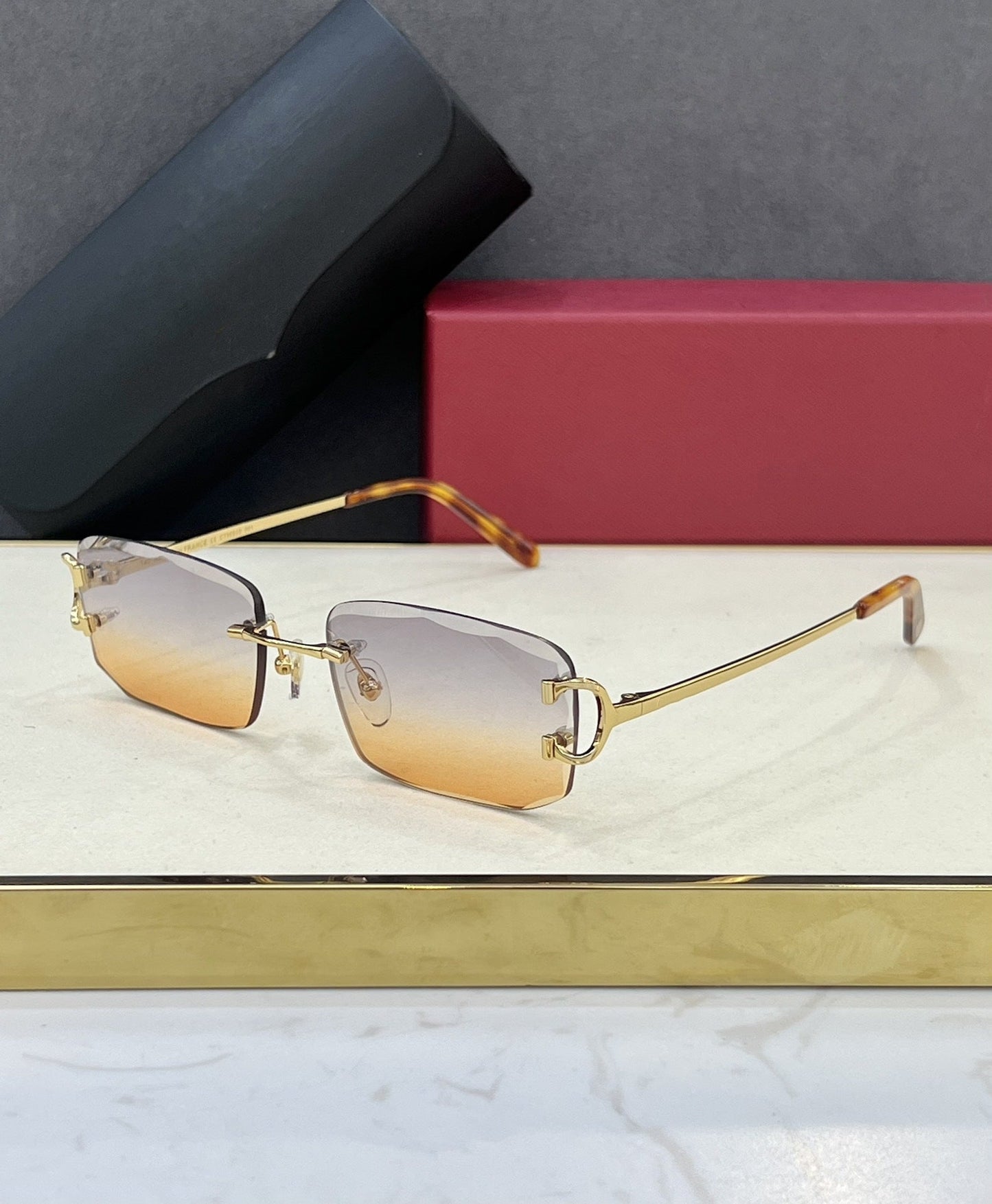 CAR Fashionable and Simple Frameless Trimmed Square Sunglasses INS Style Street Shooting Trendy Personality Versatile Sunglasses UV Protection