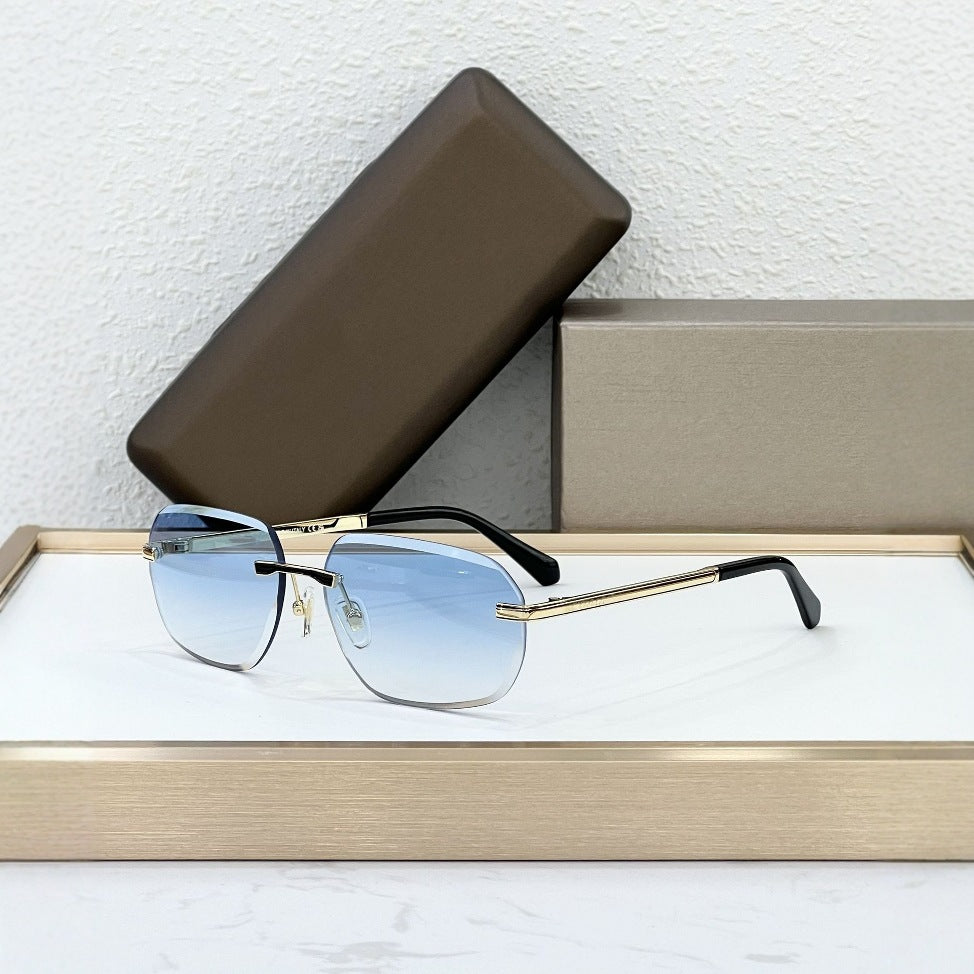 40128 Cross-border Fashion Light Luxury Metal BV Home Frameless Square Vacation Men's and Women's Sunglasses Party Outdoor Sunglasses