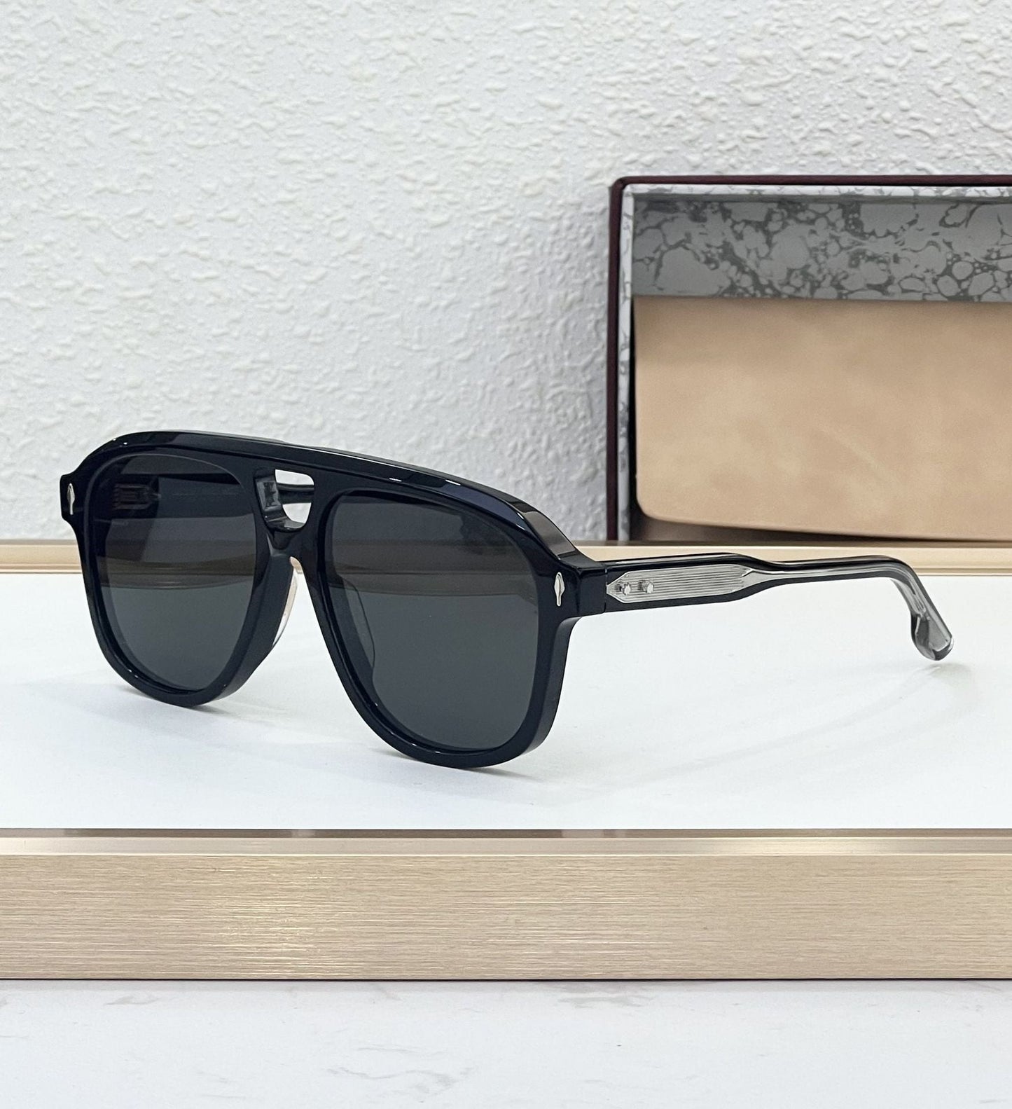 Cross-border JACQ European and American Fashion Sunglasses Men's Anti-ultraviolet Light Luxury Handmade Square Big-name Sunglasses Women's Advanced Sense