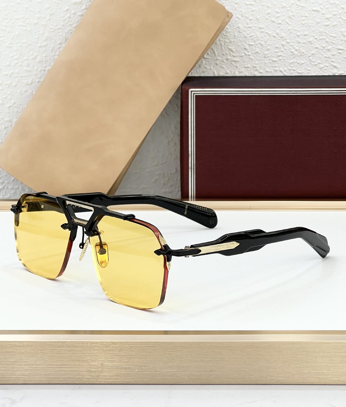 JACQ Cross-border Special for Fashionable Frameless Sunglasses, High-end Light Luxury Handmade Square Sunglasses, Women's UV Protection