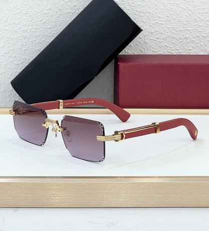 Cross-border CAR High-grade Wooden Frameless Sunglasses Men's High-end Sense European and American Fashion Big-name Sunglasses Women's UV Protection