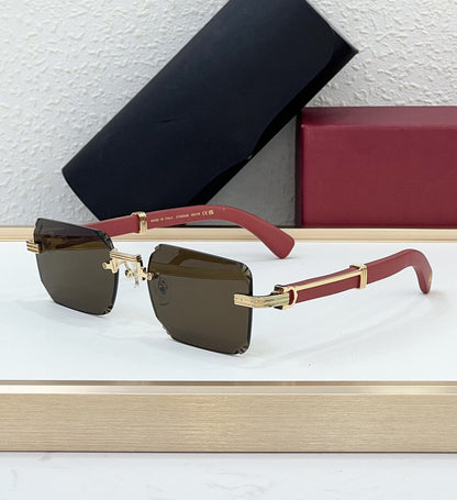 Cross-border CAR High-grade Wooden Frameless Sunglasses Men's High-end Sense European and American Fashion Big-name Sunglasses Women's UV Protection