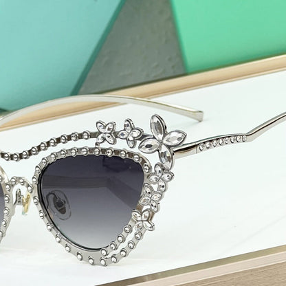 Cross-border European and American Heavy Industry Luxury Diamond-encrusted Sunglasses Women's Glasses Trendy Fashion Personalized Cat Eye Sunglasses UV Protection