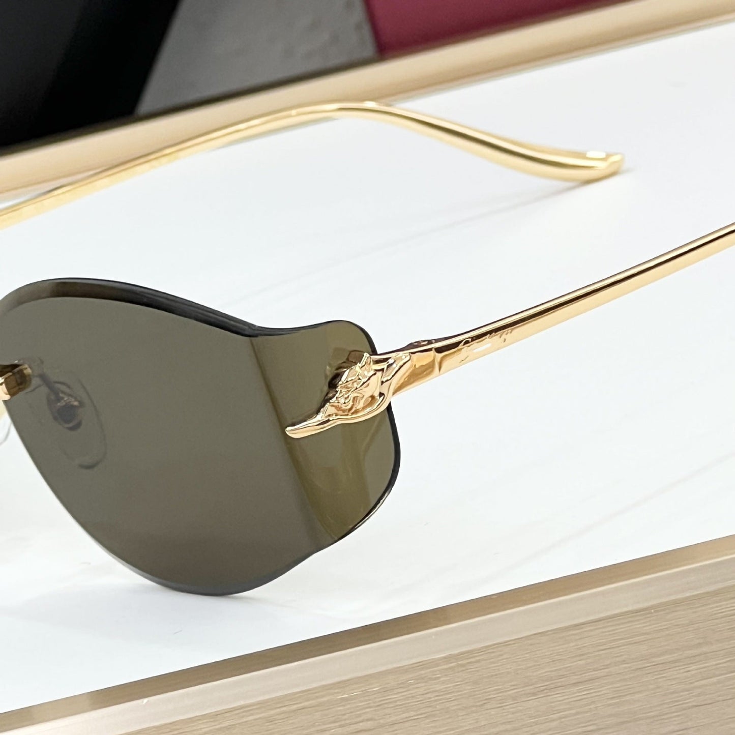 Cross-border Car Metal Frameless Sunglasses Men's High Sense Fashion Personality Curved Sunglasses Women's Big Brand UV Protection