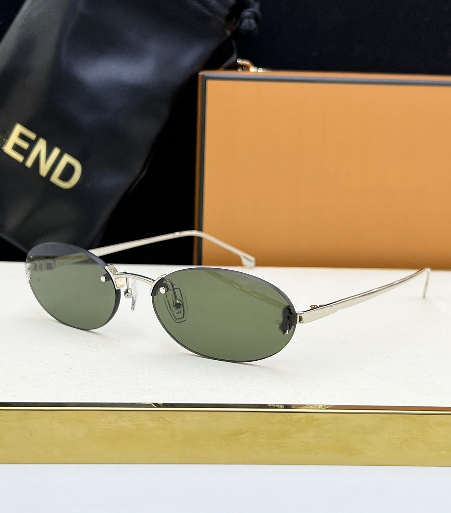 Cross-border FEN Fashion Frameless Sunglasses Women's High-end Ins Wind Big-name Sunglasses Men's High-end Version UV Protection