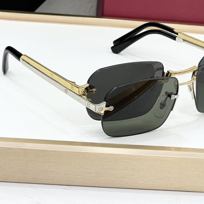 Cross-border CART New Frameless Sunglasses Men's High-end Square Glasses Fashionable Big-name Sunglasses Women's UV Protection