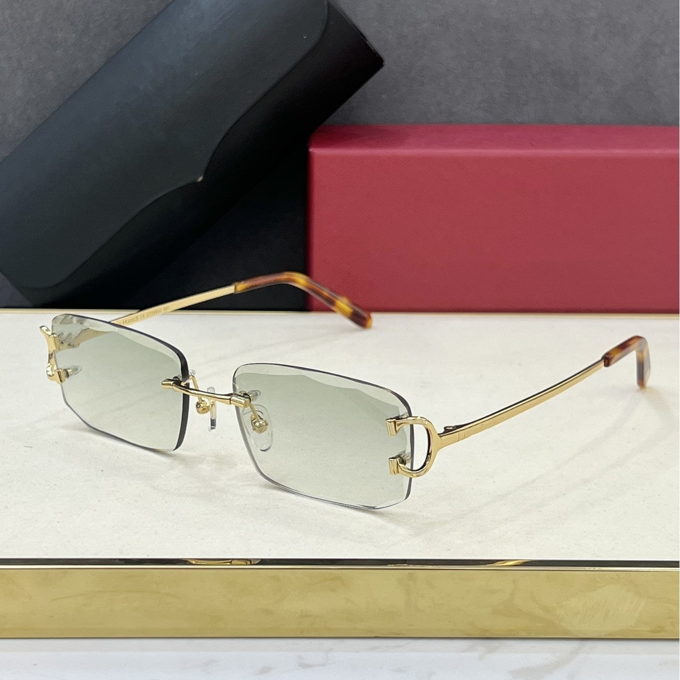 CAR Fashionable and Simple Frameless Trimmed Square Sunglasses INS Style Street Shooting Trendy Personality Versatile Sunglasses UV Protection