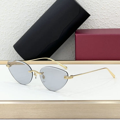 Cross-border European and American CAR Frameless Cat Eye Sunglasses Fashion Color-changing Glasses High Version Big-name Sunglasses Women's UV Protection