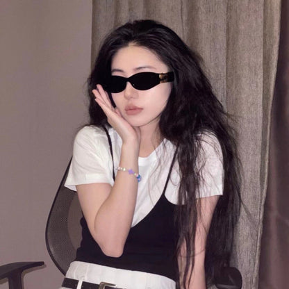 Cross-border Mijia Plate Sunglasses Women's High-end Fashion Retro Cat's Eye Big-name Sunglasses UV Protection 11W