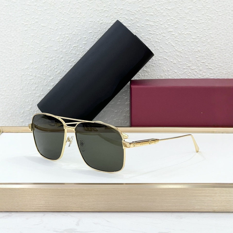 Cross-border CAR Fashion Light Luxury Metal Style Sunglasses Ins Vacation Square Tide Version Men's and Women's Outdoor Sunglasses UV-proof