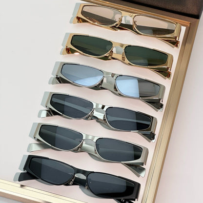 Cross-border Poplar Forest New Metal Narrow Frame Futuristic Sunglasses Women's High-end Big-name Sunglasses UV Protection