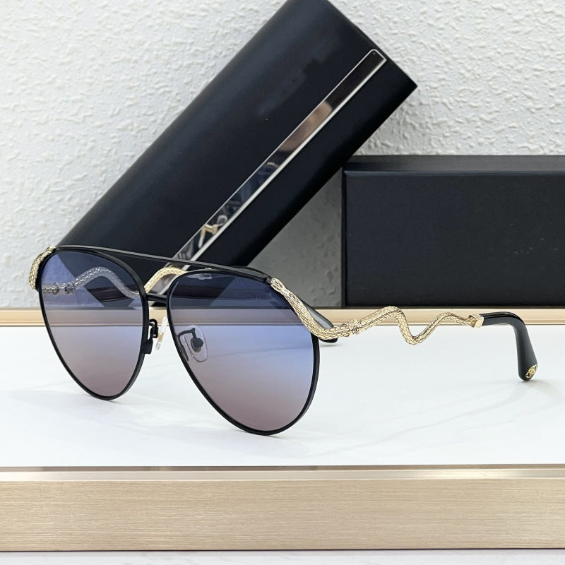 Cross-border European and American New Fashionable Versatile Metal Sunglasses Men's Driving UV Protection Sunglasses Women's High Sense