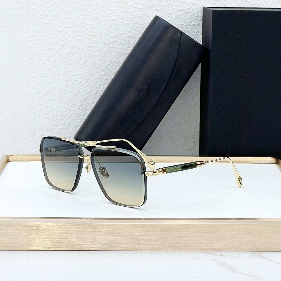 Cross-border New Personalized Metal Sunglasses UV-proof Sunglasses Men's Fashion Advanced Sense of Gradual Change Lenses Trend Women