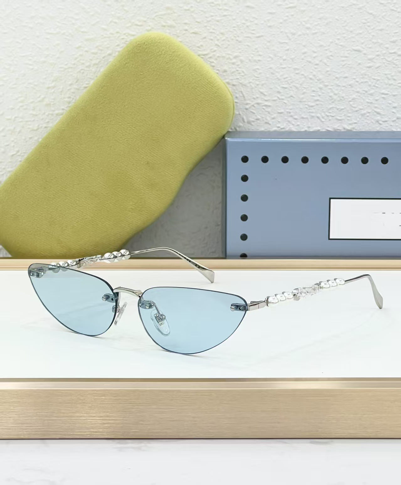 Cross-border European and American Style GU Fashion Frameless Cat Eye Sunglasses Women's High-end Sunglasses UV-proof GG1920S