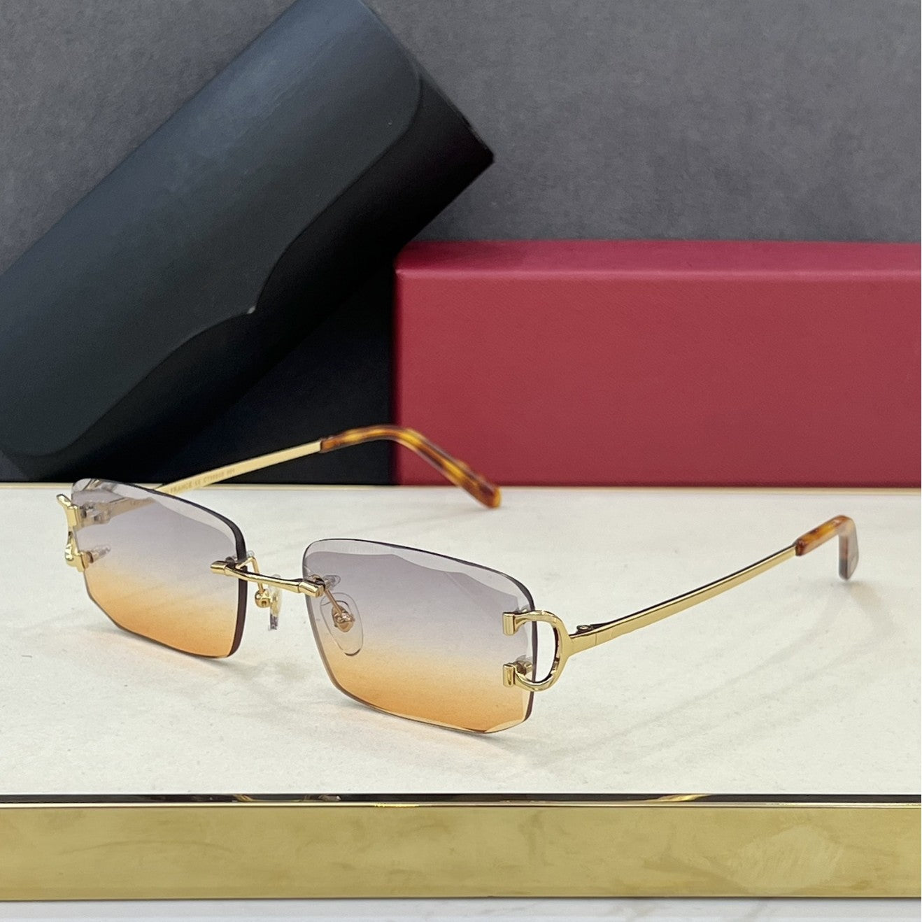 CAR Fashionable and Simple Frameless Trimmed Square Sunglasses INS Style Street Shooting Trendy Personality Versatile Sunglasses UV Protection