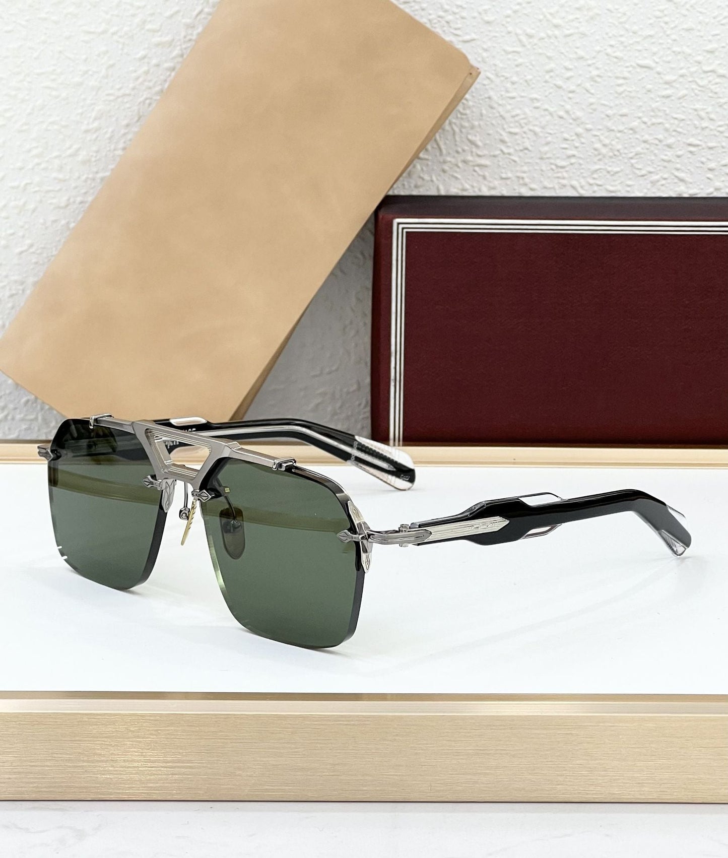 JACQ Cross-border Special for Fashionable Frameless Sunglasses, High-end Light Luxury Handmade Square Sunglasses, Women's UV Protection