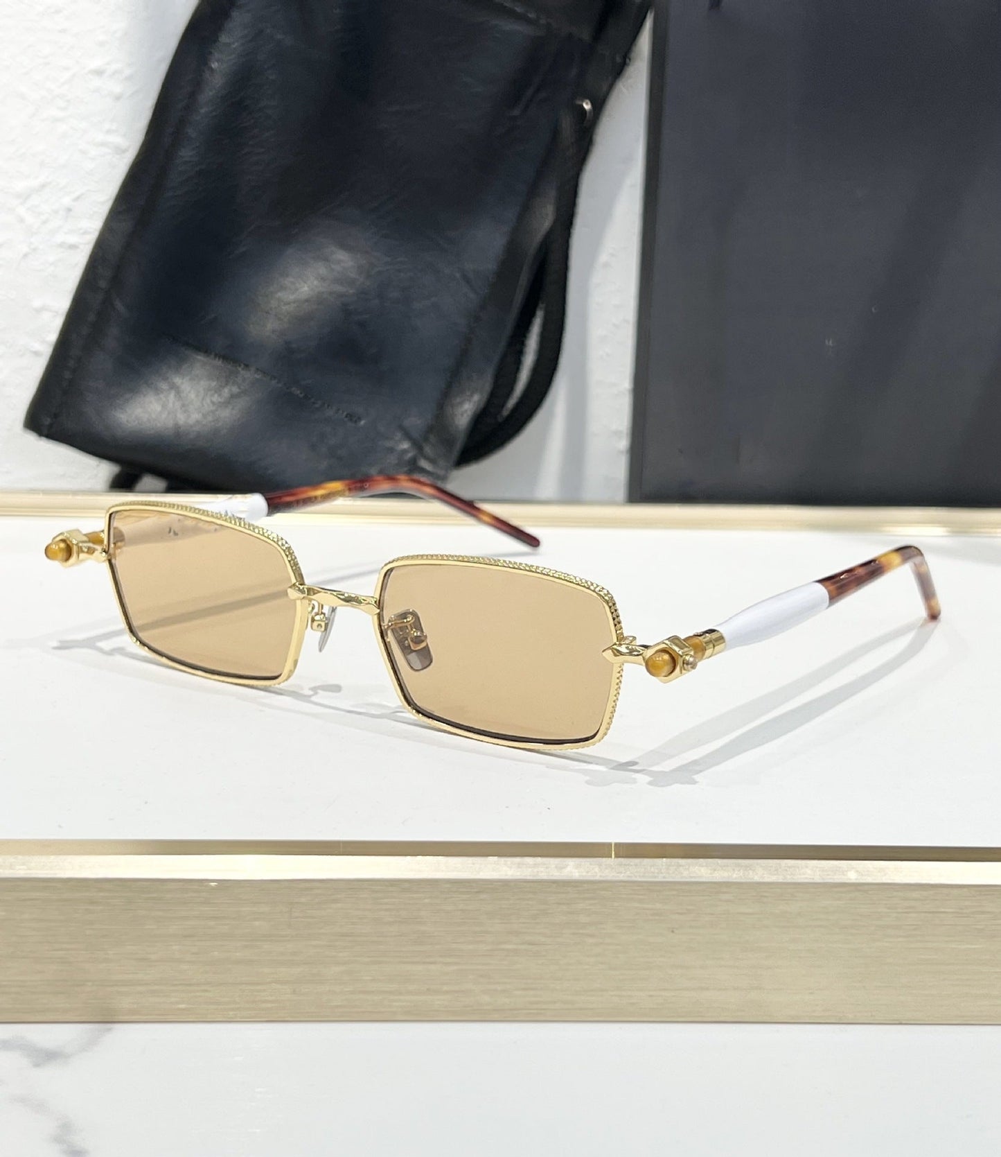 Cross-border K Home Fashion Light Luxury Small Square Metal Trend Edition Holiday Premium Sunglasses Men's and Women's Sunglasses P73