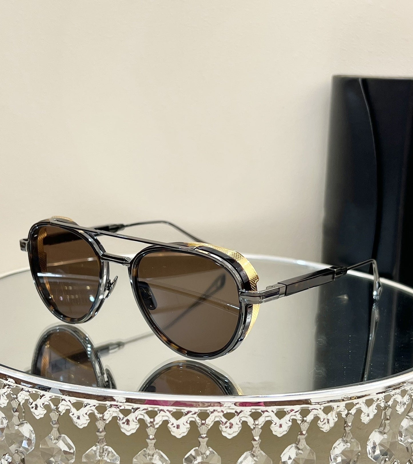 Cross-border MAY Fashion Retro Light Luxury Metal Style Sunglasses Round UV-proof Men's and Women's Sunglasses PADKYLOB