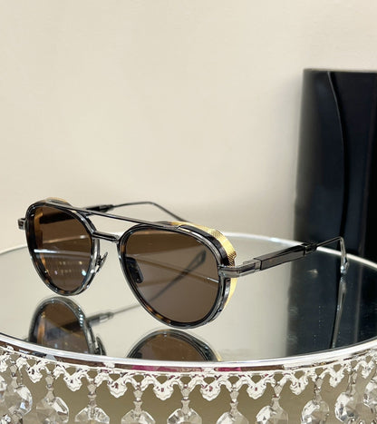 Cross-border MAY Fashion Retro Light Luxury Metal Style Sunglasses Round UV-proof Men's and Women's Sunglasses PADKYLOB