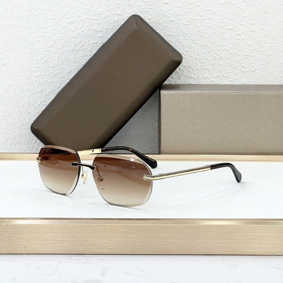 40128 Cross-border Fashion Light Luxury Metal BV Home Frameless Square Vacation Men's and Women's Sunglasses Party Outdoor Sunglasses