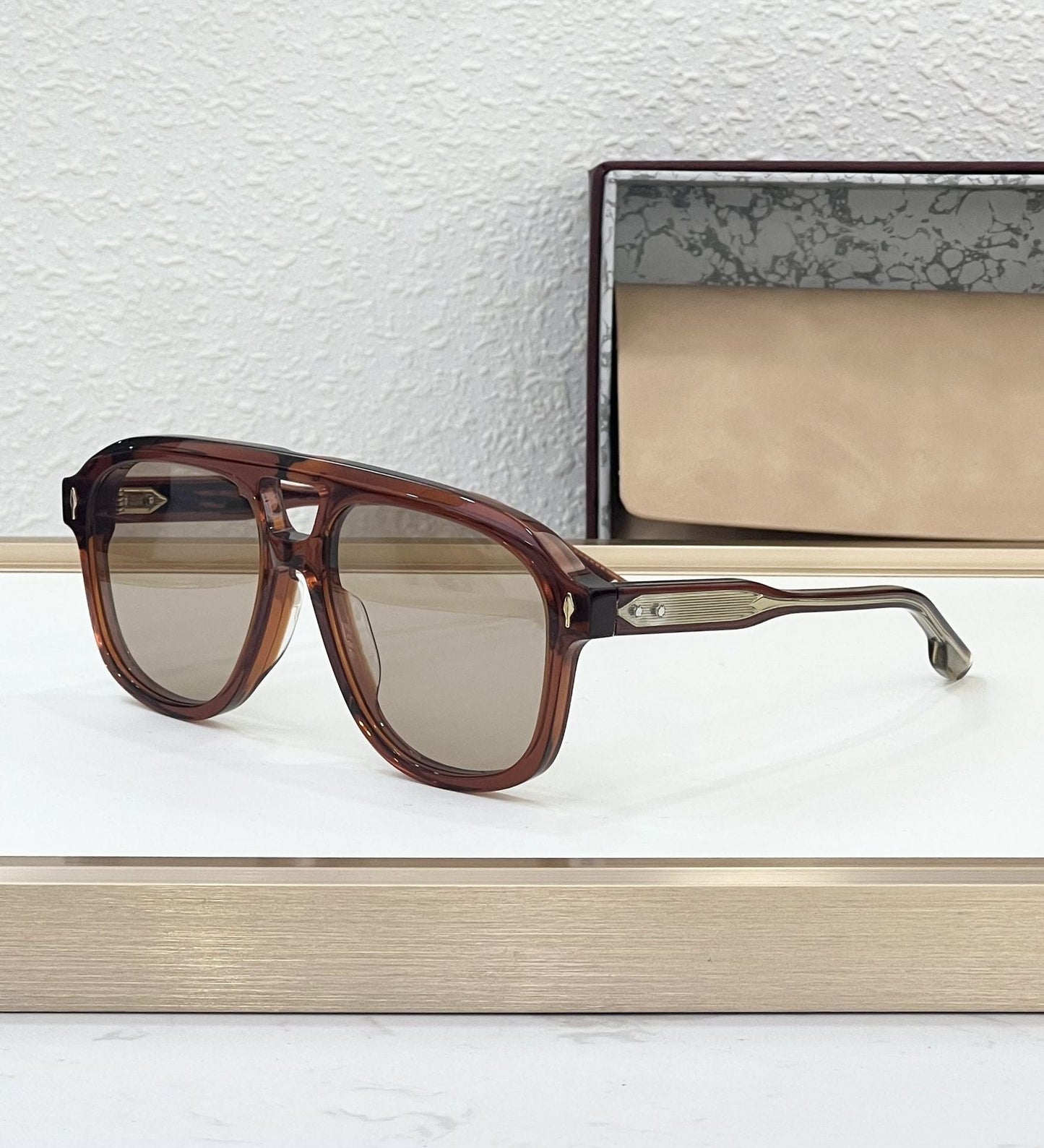 Cross-border JACQ European and American Fashion Sunglasses Men's Anti-ultraviolet Light Luxury Handmade Square Big-name Sunglasses Women's Advanced Sense