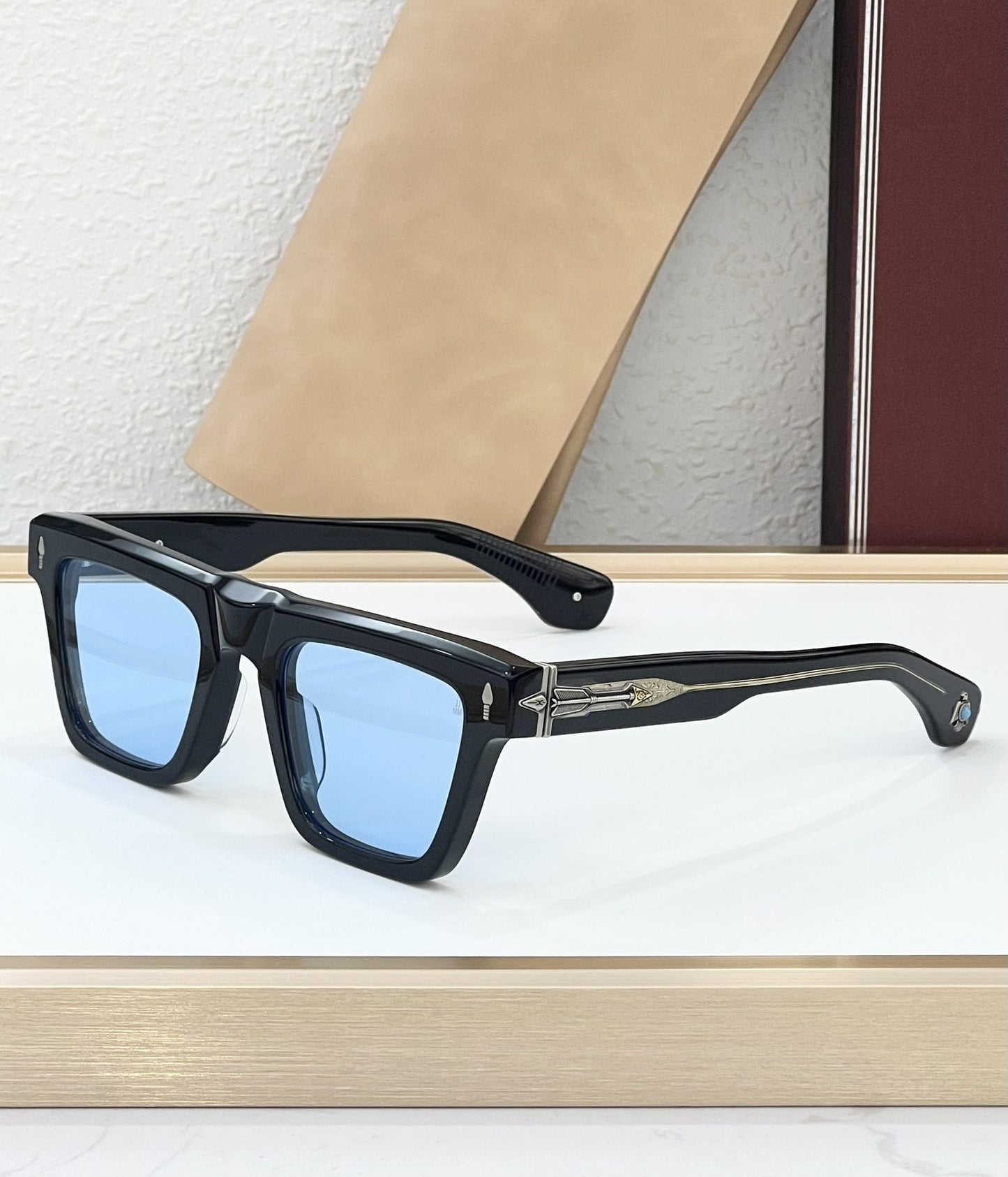 JMM Cross-border Japanese Handmade Metallic Sunglasses Fashion Luxury Gemstone Resort Square Men's and Women's Outdoor Sunglasses