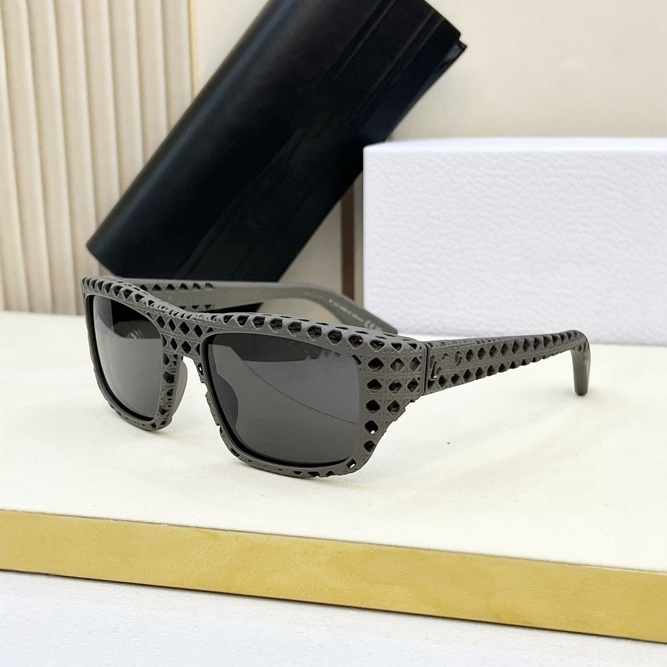Cross-border New Light Luxury Fashion 3D Printing Cool Hollow Ultra-light Spice Girl Women's Sunglasses Outdoor Sunscreen Men's Sunglasses