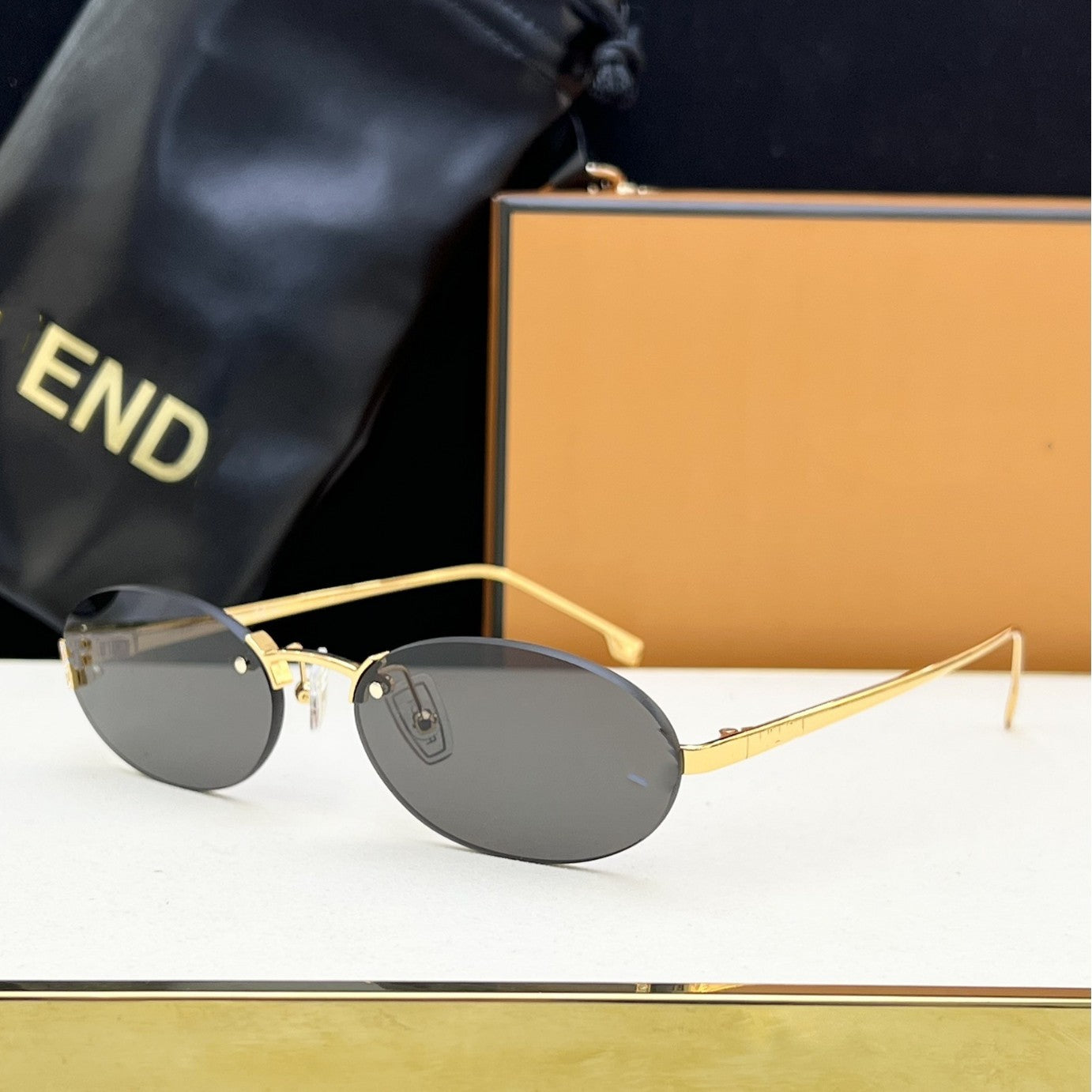 Cross-border FEN Fashion Frameless Sunglasses Women's High-end Ins Wind Big-name Sunglasses Men's High-end Version UV Protection