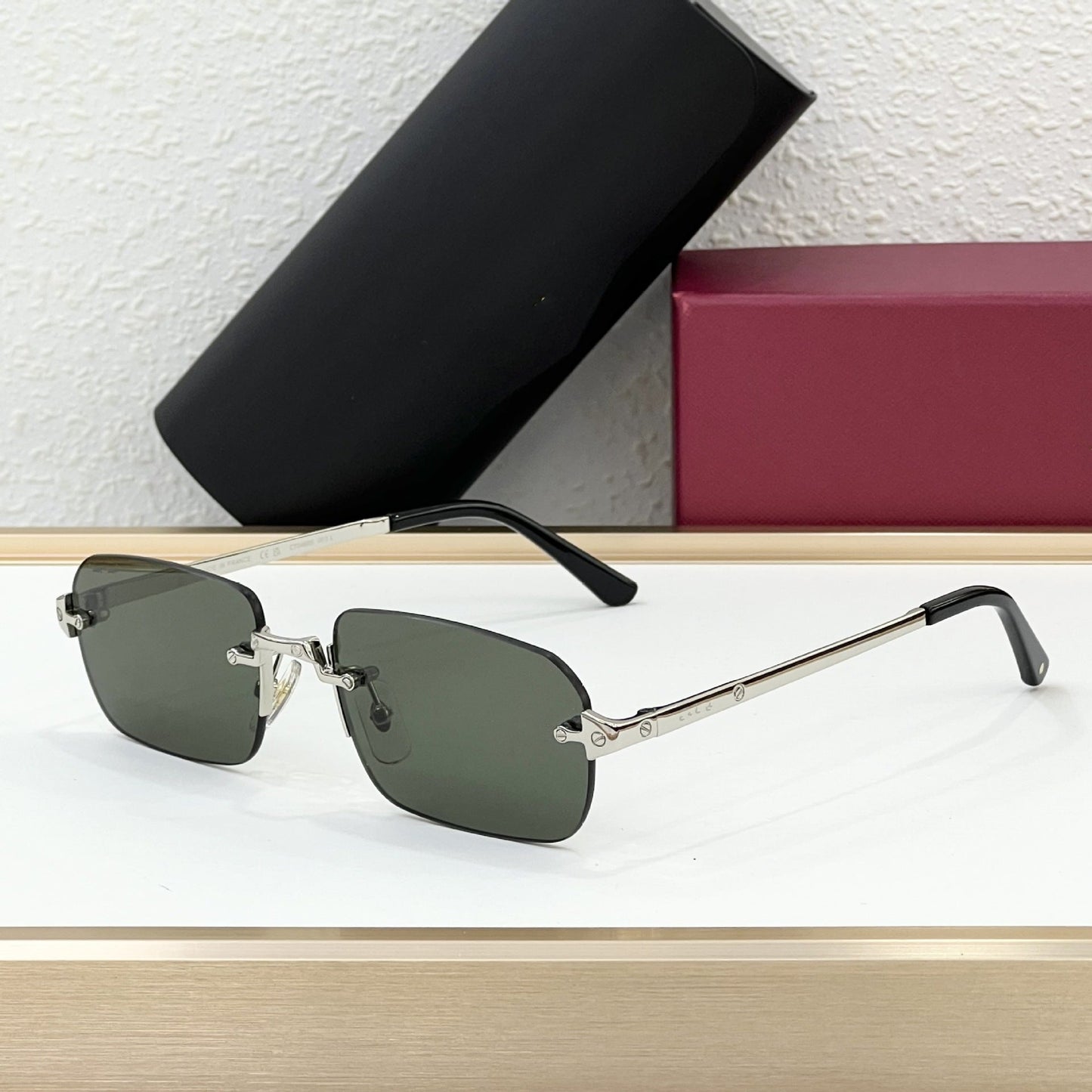 Cross-border CART New Frameless Sunglasses Men's High-end Square Glasses Fashionable Big-name Sunglasses Women's UV Protection