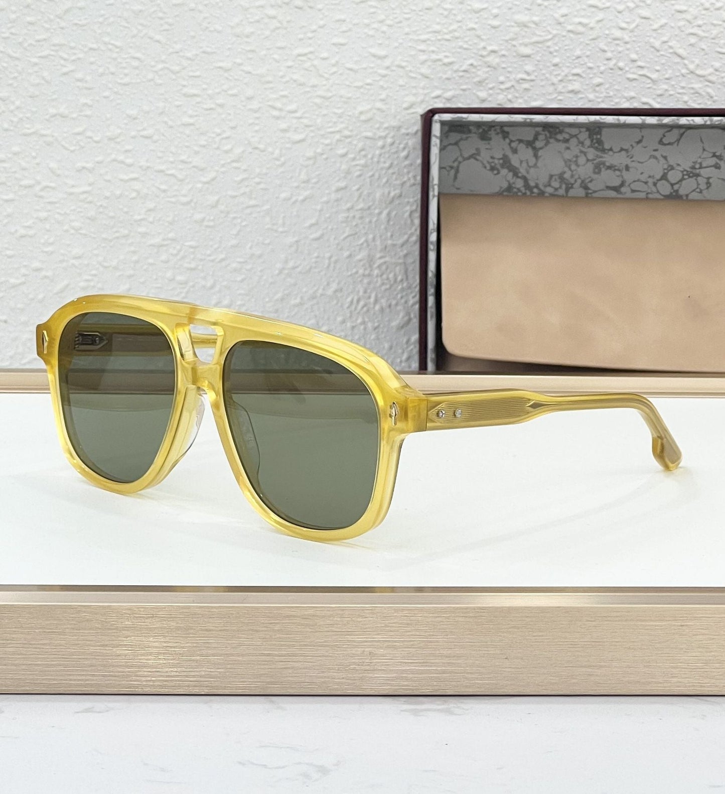 Cross-border JACQ European and American Fashion Sunglasses Men's Anti-ultraviolet Light Luxury Handmade Square Big-name Sunglasses Women's Advanced Sense